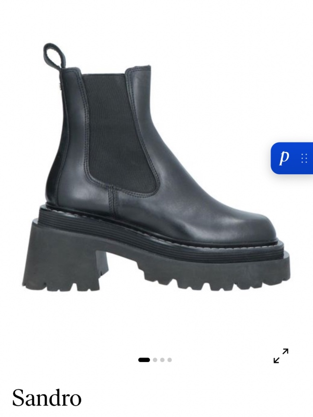 Sandro Ankle Boots Black Leather with Contrast Stitching Size 37